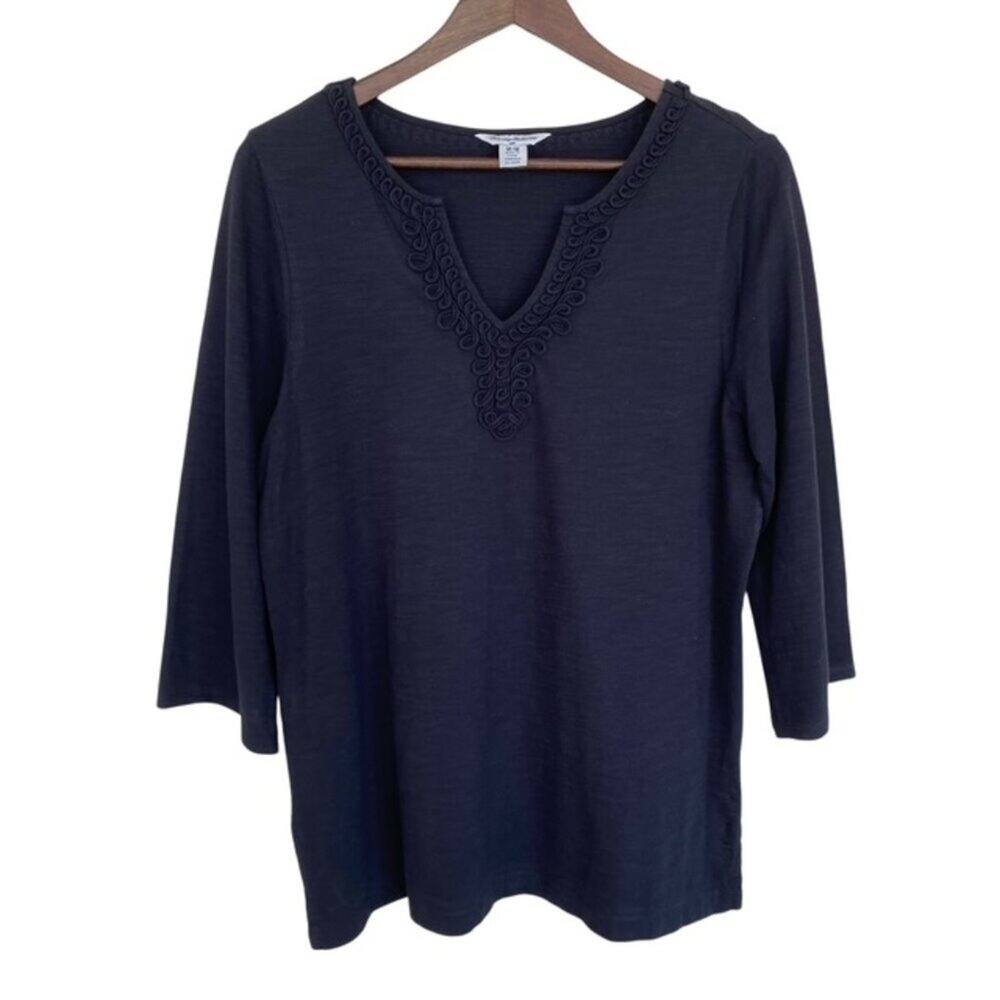 Tommy Bahama Black 3/4 Sleeve Top - Medium